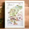 Illustrated Blaenavon Map Print And White Box Frame -GIFTS WITH HEART Sales BLAENAVON PRINT