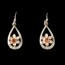 Daffodil Earrings In Rain Drop Silver And Rose Gold
