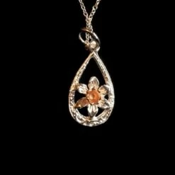 Daffodil Teardrop Necklace Silver With Gold Plated Flower