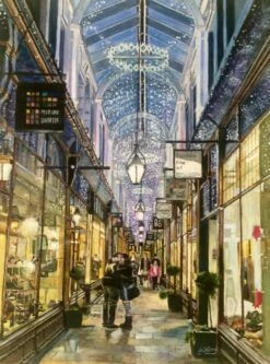 Cardiff Arcade At Christmas Original Painting