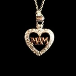 Mam Heart Pendant And Necklace With Rose Gold Plated Letters