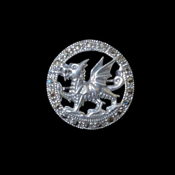 Sterling Silver Marcasite Welsh Dragon Brooch 3 Sterling Silver Marcasite Welsh Dragon Brooch