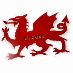 Metal Red Welsh Dragon Croeso Plaque