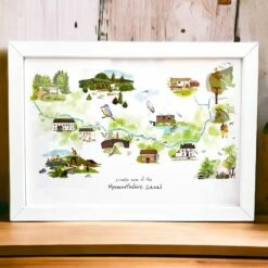 Illustrated Monmouthshire Canal Map Print And White Box Frame
