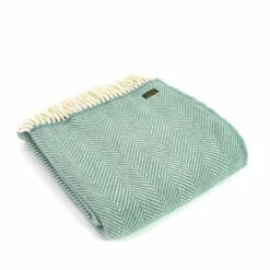 Sea Green Woollen Welsh Blanket