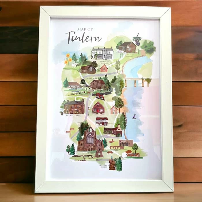 Illustrated Tintern Map Print And White Box Frame 3 Illustrated Tintern Map Print And White Box Frame