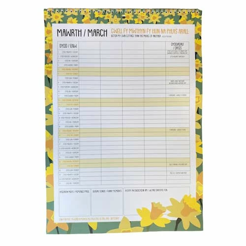 Large Family Welsh Calendar 2022 Size A3 4 Large Family Welsh Calendar 2022 Size A3 - Image 2