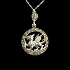 Marcasite Welsh Dragon Necklace