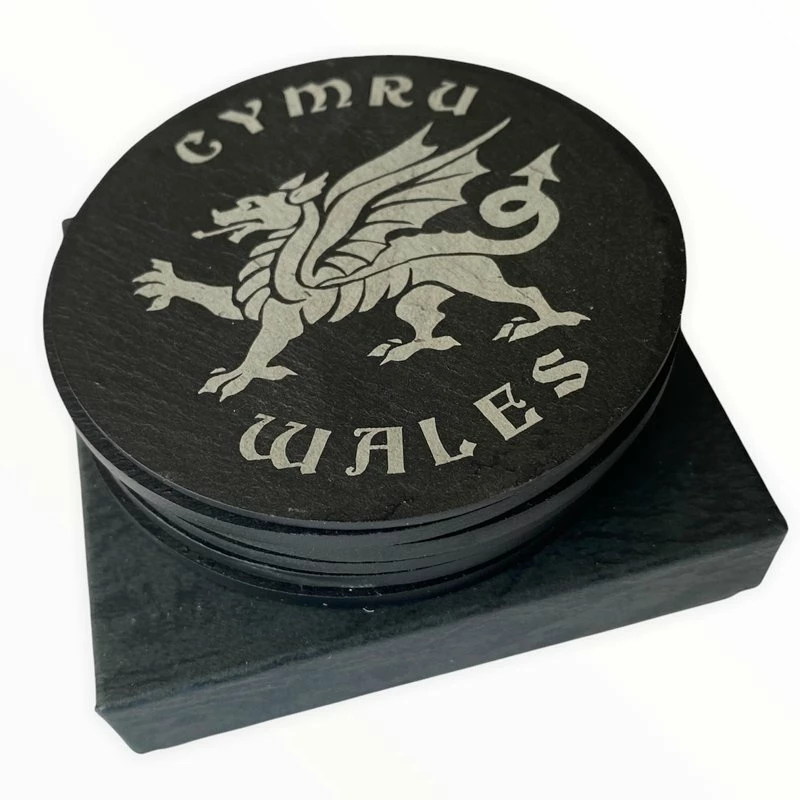 Welsh Dragon Slate Coasters (set Of Six) 3 Welsh Dragon Slate Coasters (set Of Six)