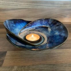 Dark Blue Stoneware Twist Bowl
