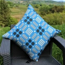 Sky Blue Large Welsh Tapestry Cushion