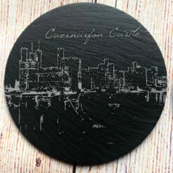 Welsh Castles Slate Coaster (set Of Six) With Box -GIFTS WITH HEART Sales caernarfon castle welsh slate coaster