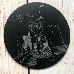 Welsh Castles Slate Coaster (set Of Six) With Box -GIFTS WITH HEART Sales cardiff castle welsh slate coaster