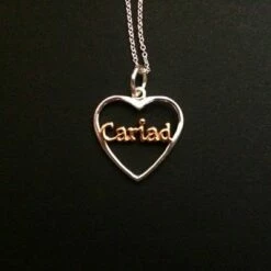 Cariad Heart Pendant And Necklace Silver And Rose Gold