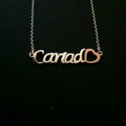 Cariad Word Sterling Silver And Rose Gold Pendant And Necklace