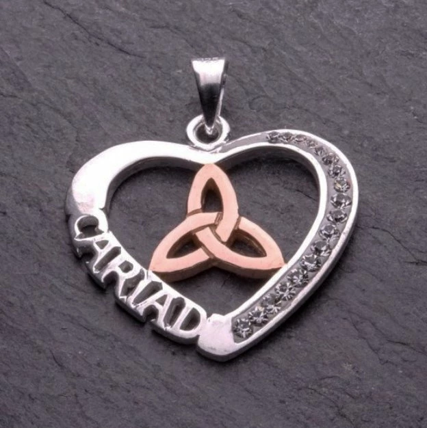 Cariad Triquetra Necklace Silver And Rose Gold 3 Cariad Triquetra Necklace Silver And Rose Gold