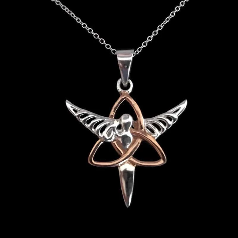 Celtic Triquetra Angel Necklace (Rose Gold Plated) 3 Celtic Triquetra Angel Necklace (Rose Gold Plated)