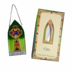 Celtic Cross Stained Glass Hanging Panel