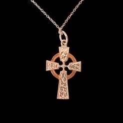 Celtic Cross Necklace Rose Gold Plate And Sterling Silver