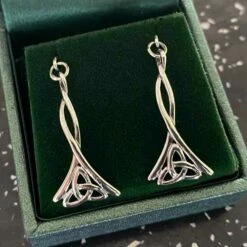 Long Twisted Trinity Knot Celtic Earrings