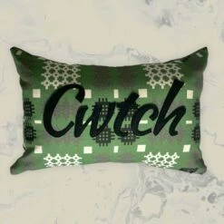 Sage Green Welsh Tapestry Oblong Cwtch Cushion