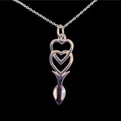 Love Spoon Necklace Interlocking Hearts Silver