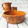 Flat Bowl Honey Brown Earthenware -GIFTS WITH HEART Sales flat bowl earthenware welsh pottery