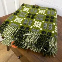 Green Welsh Tapestry Blanket