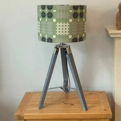 Sage Green Welsh Tapestry Table Tripod Lamp