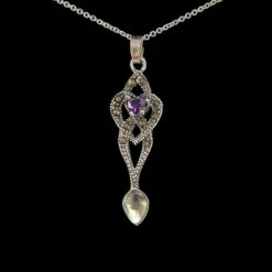 Marcasite Infinity Love Spoon Necklace With Gems