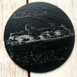 Welsh Castles Slate Coaster (set Of Six) With Box -GIFTS WITH HEART Sales pembroke castle welsh slate coaster