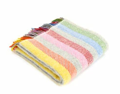 Rainbow Stripe Woollen Welsh Blanket