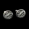 Round Silver Welsh Dragon Cufflinks
