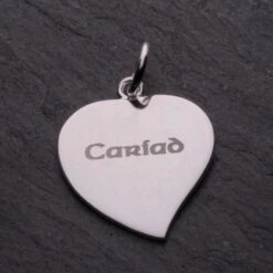 Cariad Engraved Heart Necklace