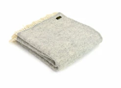 Silver Grey Woollen Welsh Blanket