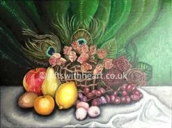Still Life Painting With Fruit And Flowers