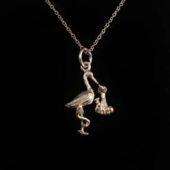 Stork And Baby Necklace