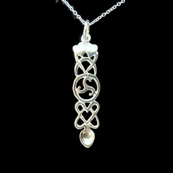 Love Spoon Necklace With Entwined Hearts And Celtic Triquetra Symbol 2 Love Spoon Necklace With Entwined Hearts And Celtic Triquetra Symbol