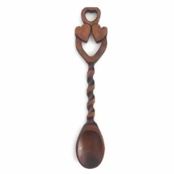 Two Hearts And Twisted Handle Welsh Love Spoon