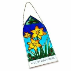 Welsh Daffodils Stained Glass Hanging Panel