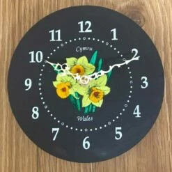 Welsh Daffodils Slate Wall Clock