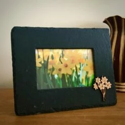 Daffodils Slate Photo Frame Horizontal With Print