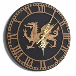 Welsh Dragon Slate & Wood Wall Clock