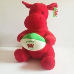 Welsh Dragon Soft Toy With Rugby Ball LARGE 45cm