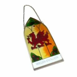Welsh Dragon Stained Glass Hanging Panel