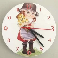 Little Welsh Girl Holding Daffodils Wall Clock