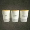 Ceramic Cream Welsh Blanket Pattern Kitchen Cannisters (set Of 3)