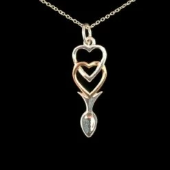 Love Spoon Necklace Interlocking Hearts