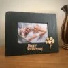 Anniversary Slate Photo Frame Horizontal -GIFTS WITH HEART Sales welsh slate anniversary photo frame