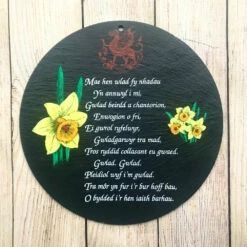 Daffodils And Dragon Welsh National Anthem Slate Plaque